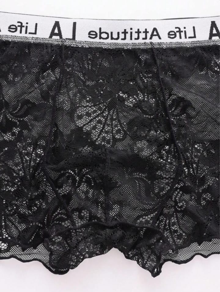 Men's Sexy Lace Trunk  With Letter Waistband